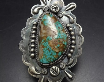 Huge DEAN SANDOVAL Navajo Pilot Mountain TURQUOISE Sterling Silver Ring size 9