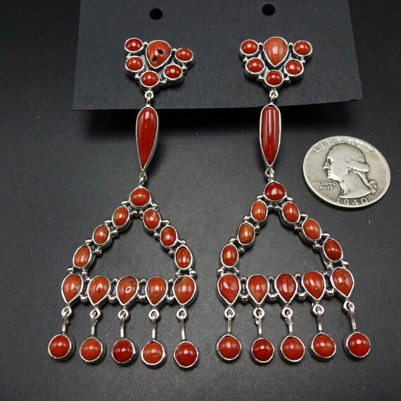 3.5" FEDERICO Jimenez Sterling Silver NATURAL RED… - image 4