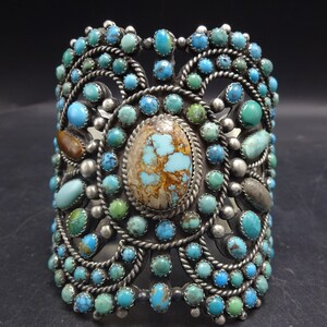 Museum Vintage Navajo 'Tree Of Life' Turquoise Native American Jewelry Silver Bracelet Old Museum Vintage Navajo 'Tree Of Life' Turquoise Native American Jewelry Silver Bracelet Old