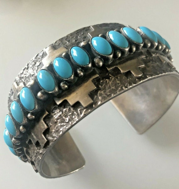 Best Terr Martinez Vintage Native American Navajo Old Kingman Turquoise Sterling Silver Ring Best Terr Martinez Vintage Native American Navajo Old Kingman Turquoise Sterling Silver Ring