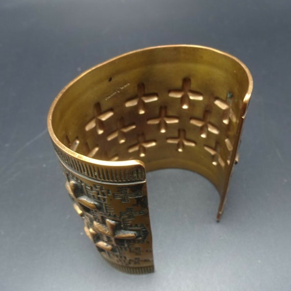 Extra-Wide NAVAJO Hand-Stamped and Repousse SOLID… - image 8