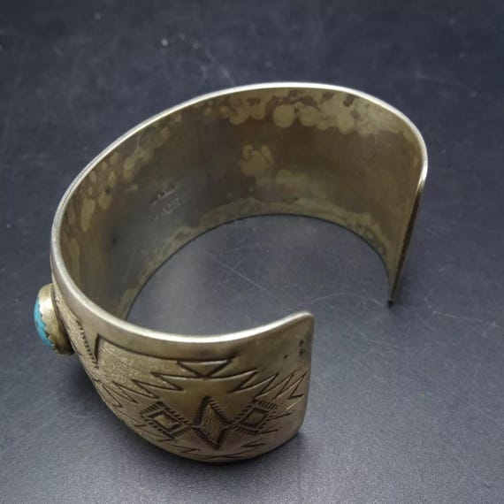 LEANDER TAHE Navajo Vintage Sterling Silver TURQUOISE Cuff