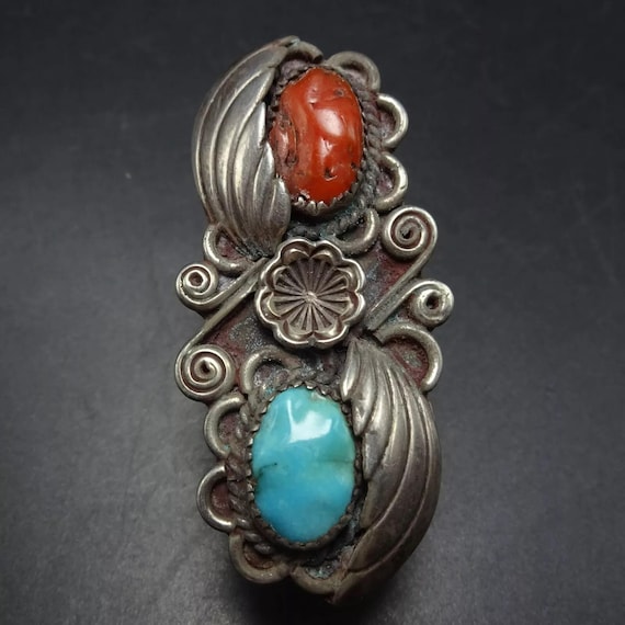Tremendous Sadie Calvin Vintage Native American Navajo Turquoise Sterling Silver Ring Old Tremendous Sadie Calvin Vintage Native American Navajo Turquoise Sterling Silver Ring Old