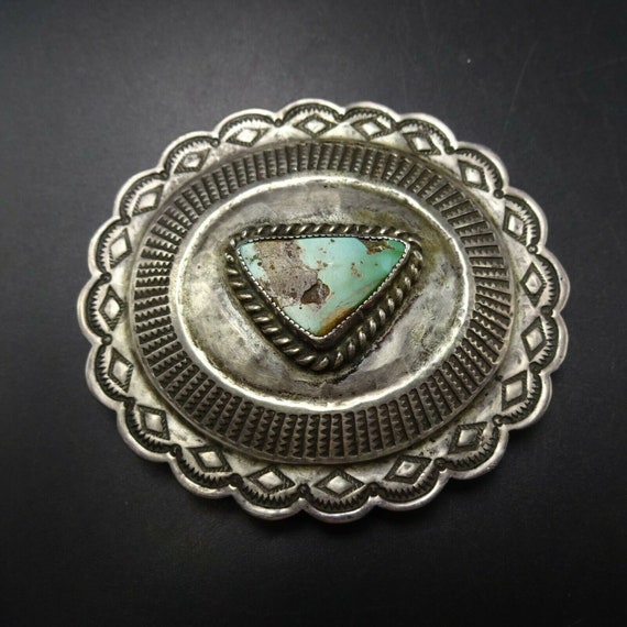 Rare Triangular Turquoise Vintage Navajo Sterling Native American Jewelry Silver Belt Buckle Old Rare Triangular Turquoise Vintage Navajo Sterling Native American Jewelry Silver Belt Buckle Old