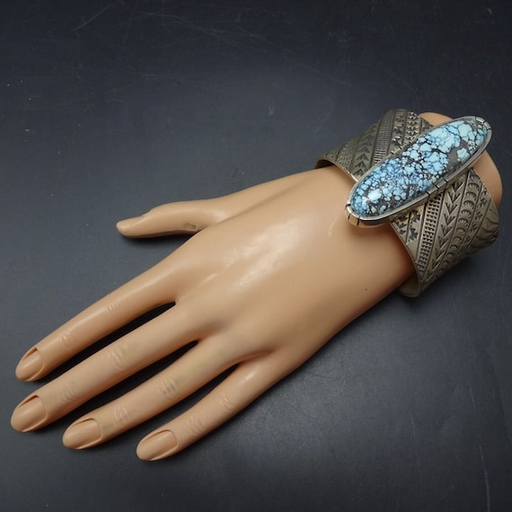 JJ Otero Navajo/hopi Hand Stamped Sterling Silver Blue MOON