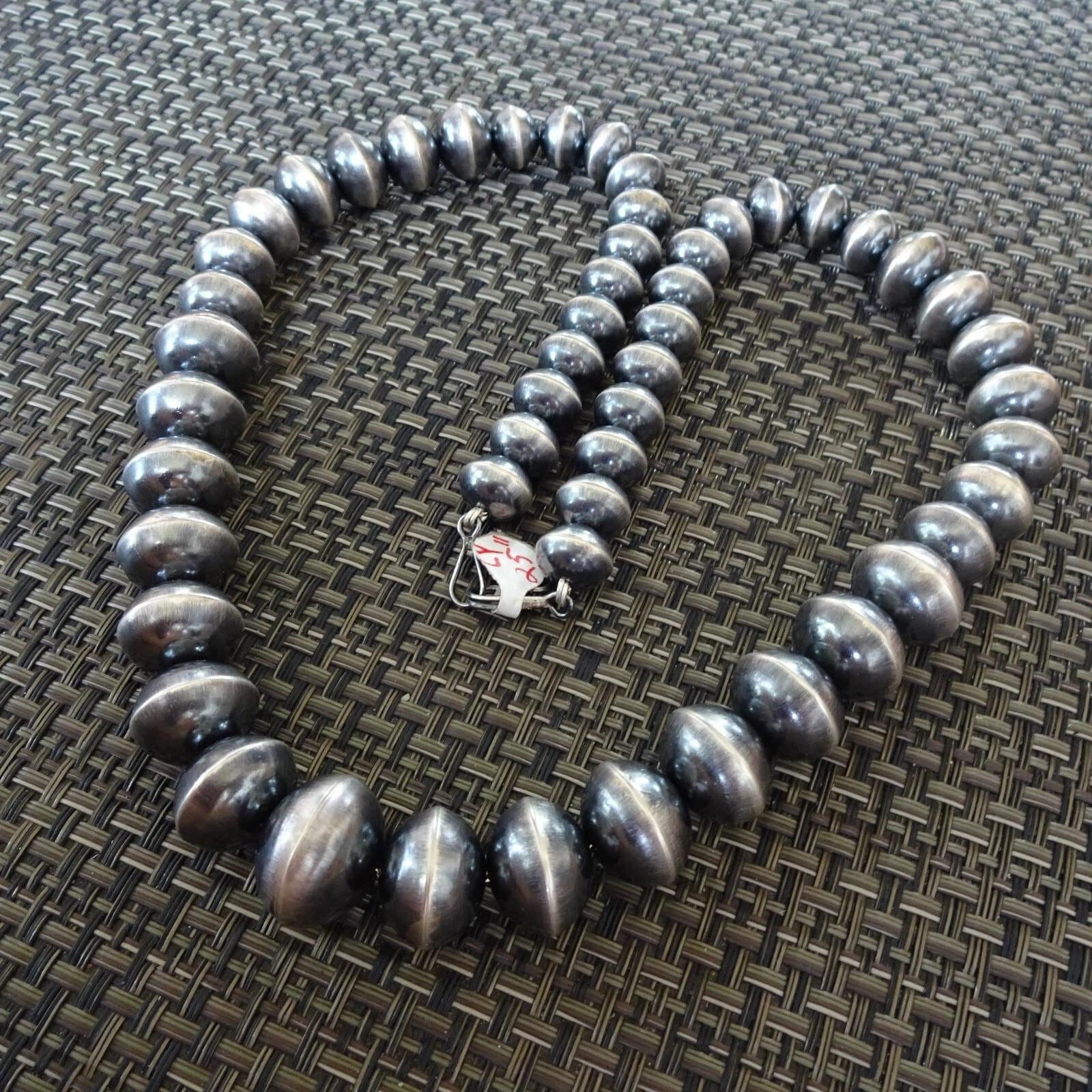 LILLIAN YAZZIE Handmade Sterling Silver NAVAJO Pearls 25