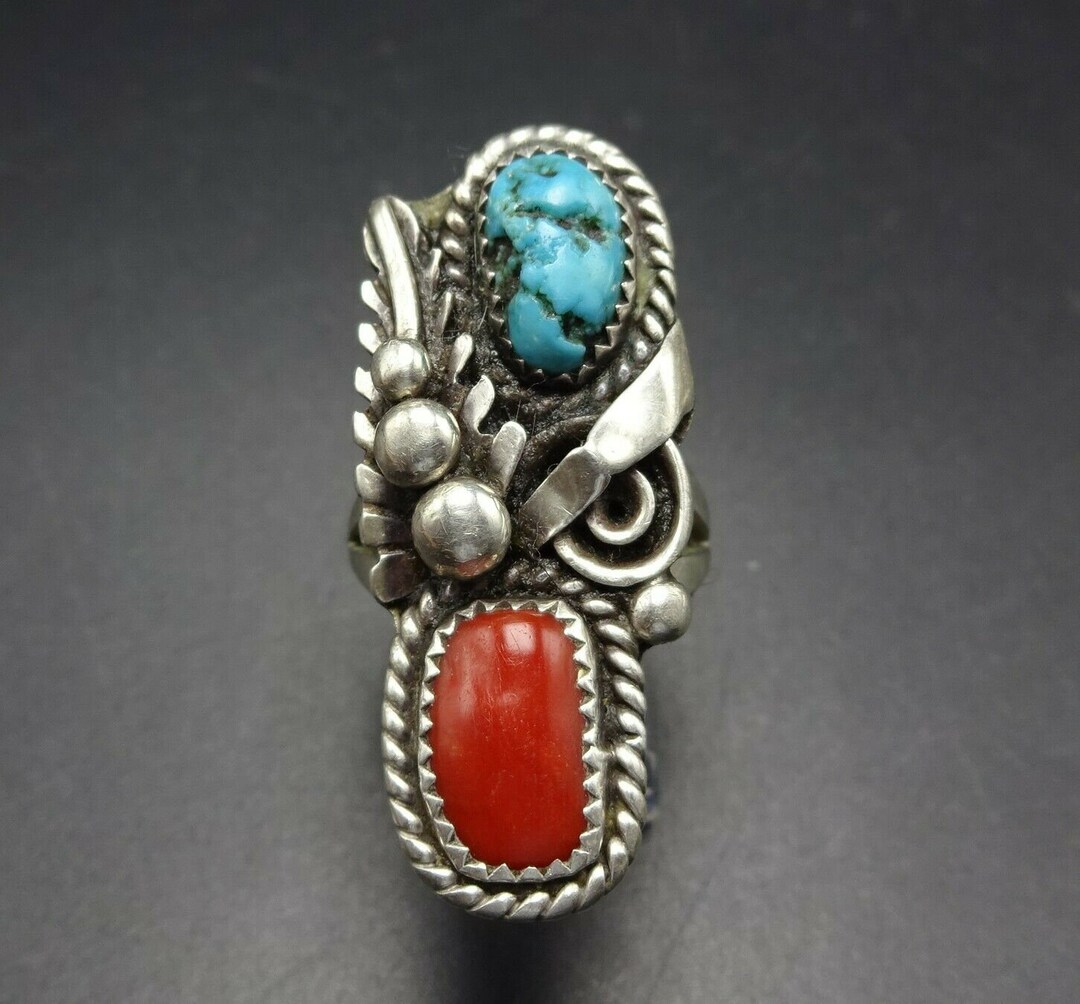 INDIAN JEWELRY NAVAJO ナバホ族 ターコイズ&コーラル バングル