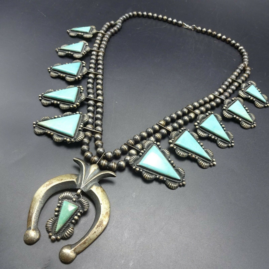 RARE Kirk Smith Navajo Sterling Silver Turquoise SQUASH BLOSSOM
