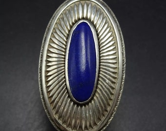 Rare MARCO BEGAYE Navajo Blue Lapis LAZULI Sterling Silver Ring size 7