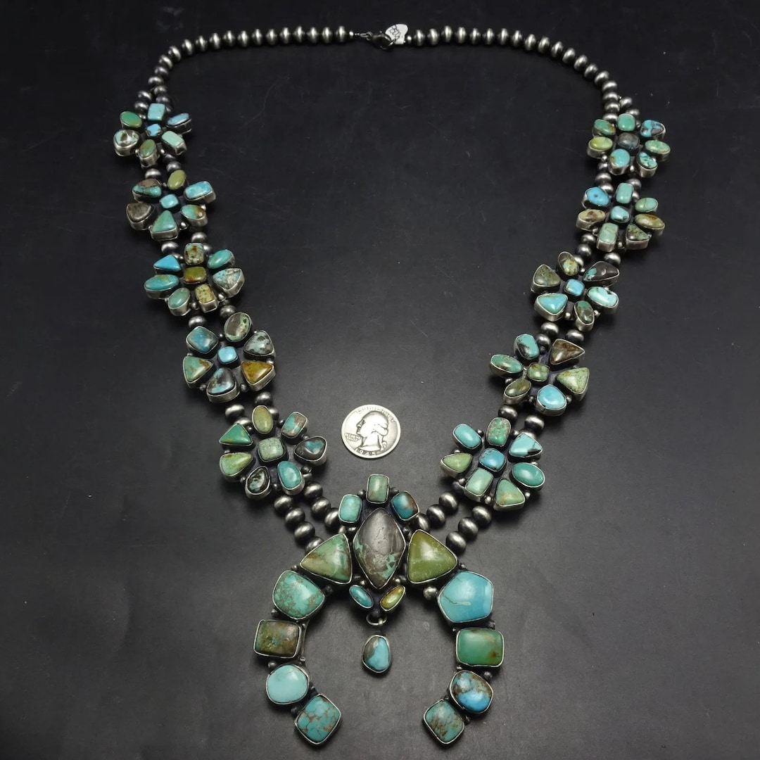 COLOSSAL Ella Peter NAVAJO Sterling Silver TURQUOISE Squash