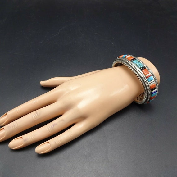 Harrison Jim NAVAJO Sterling Silver TURQUOISE CORAL Cobblestone
