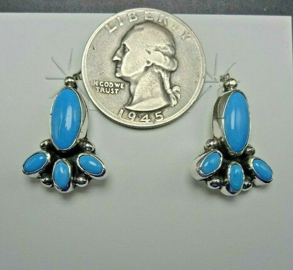Delicate NAVAJO Sterling Silver Clear Blue TURQUO… - image 1