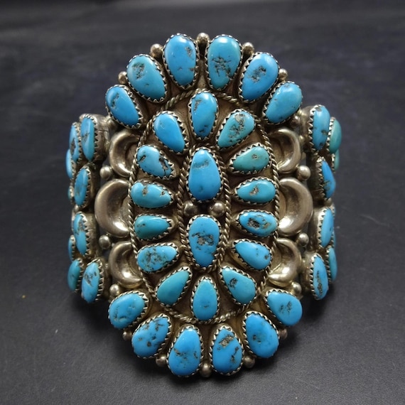 JUSTIN WILSON Navajo Vintage Sterling Silver TURQUOISE Cluster