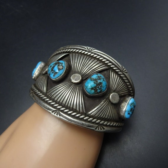 Exquisite OLD PAWN Navajo Hand Stamped Sterling S… - image 3
