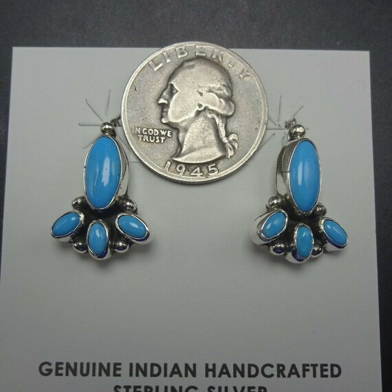 Delicate NAVAJO Sterling Silver Clear Blue TURQUO… - image 7