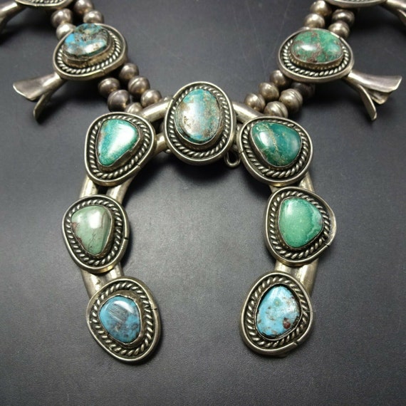 CLASSIC Vintage Sterling Silver TURQUOISE Squash … - image 4