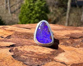 Gorgeous Purple Boulder Opal Ring - Size 4