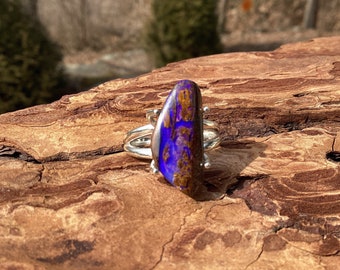 Beautiful Purple Boulder Opal Ring - Size 7