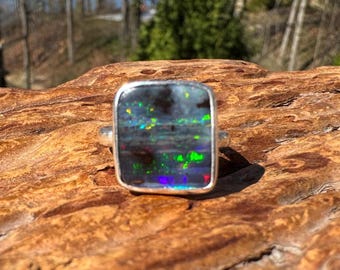 Super Stunning Boulder Opal Ring - Size 8