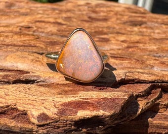 Pfeifen Opal Gold-gefüllter Ring - Größe 7,25