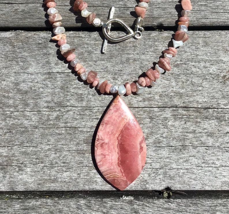 Rhodochrosite and Freshwater Pearl Necklace