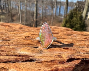 Fiery Boulder Opal Ring - Size 9