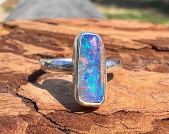 Petite Flashy Pipe Opal Ring - Size  4.5