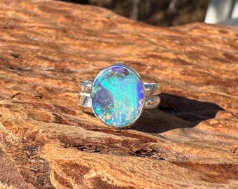 Gorgeous Swirly Boulder Opal Ring - Size 5