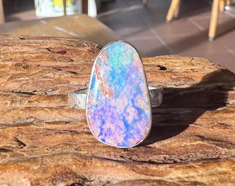 Lavender Dreams Boulder Opal Ring - Size 7.25