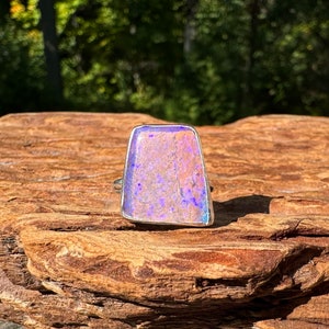 Otrolig 3D Lavendel Flash Opalring med Pipe - Storlek 7.5