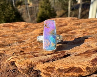 Flashy Pastel Pipe Crystal Opal Ring - Size 7.25
