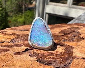 Super Sparkly Boulder Opal Ring - Size 7.75