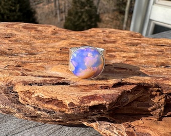Unique Purple Pipe Opal Ring - Size 5.25 - 5.5