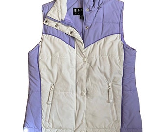 Retro Big Chill Retro Ski Outerwear Puffer Vest Lavender & White Colorblock Size Medium (10/12)