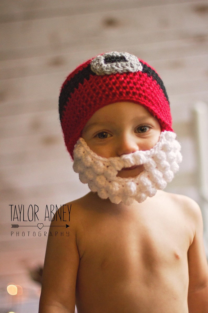 Crochet Santa Hat With Beard Christmas Hat Holiday Hat Etsy