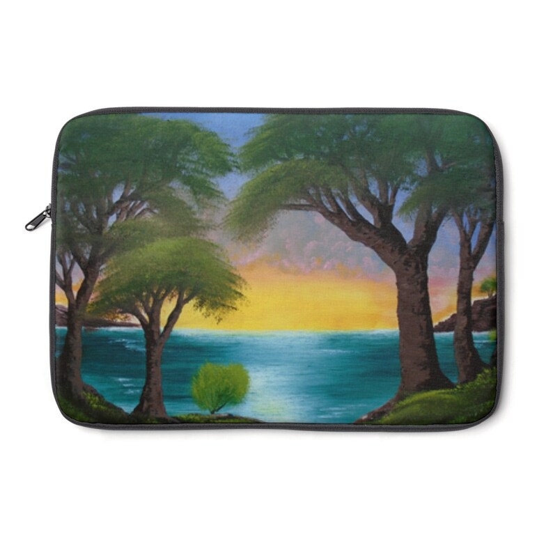 121315 Forest Sunset Cove Zippered Laptop Sleeve