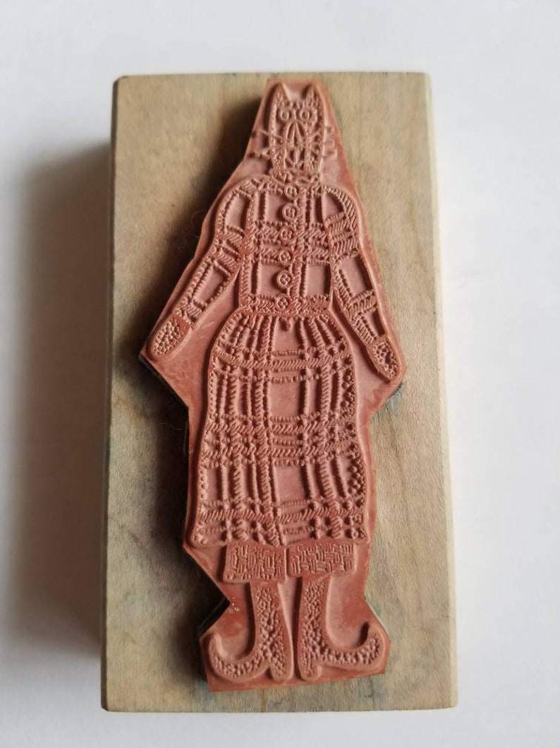 1990s Vintage Carmen/'s Veranda Primitive Country Large Cat Rubber and Wood Collectible Stamp EE 1983 1996 Large Stamp