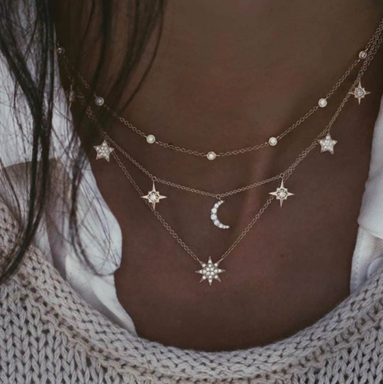 Moon and Stars Necklace Etsy — free download