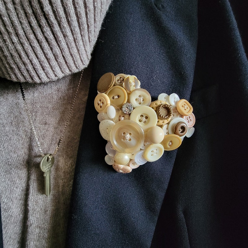 Button Brooch - Etsy