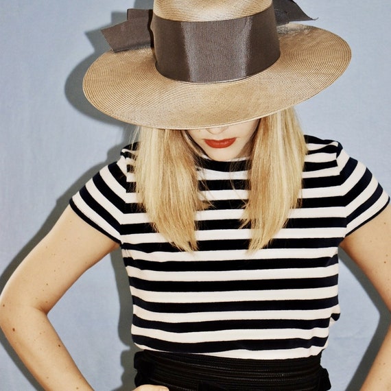 Gray Straw Boater Hat