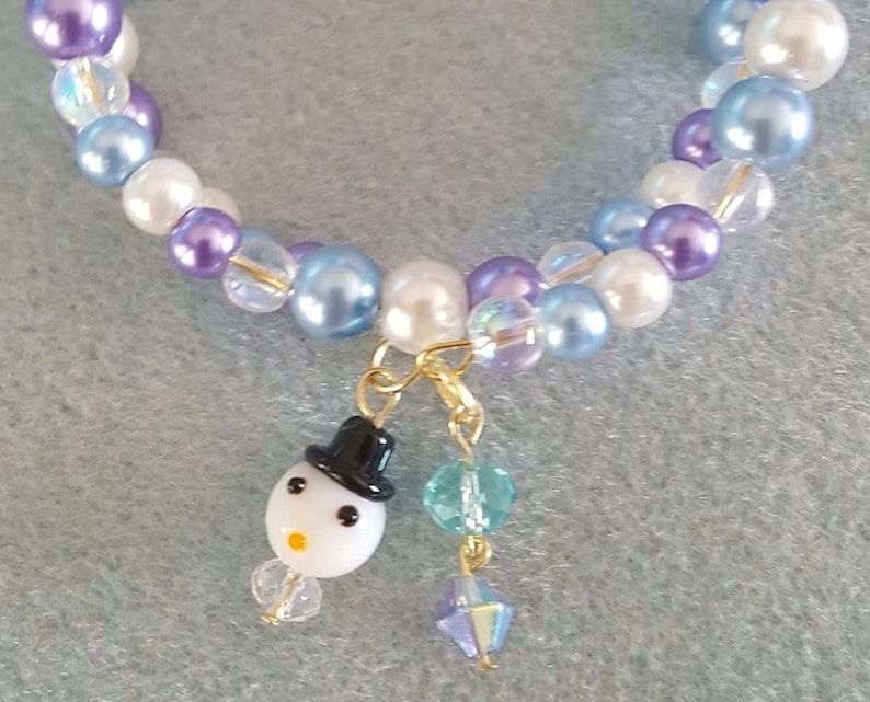 Snowman Memory Wire Charm Bracelet