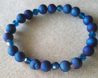 Blue Druzy & Crystal Bracelet