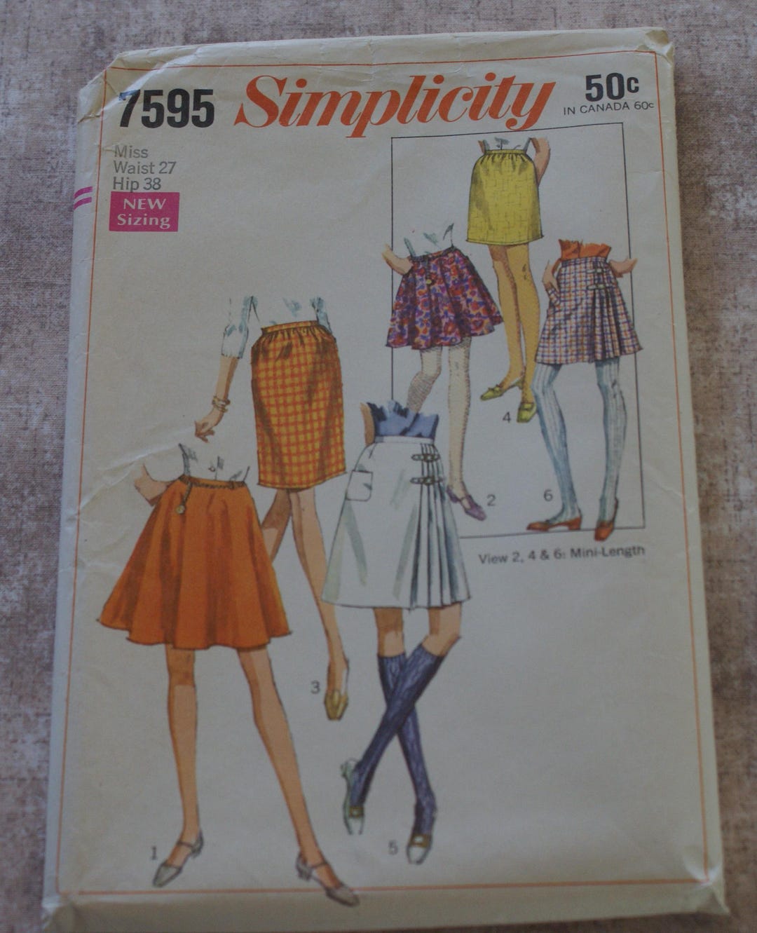 Mini Simplicity Vintage 1968 Simplicity Mini Skirt Pattern #7595 - Etsy