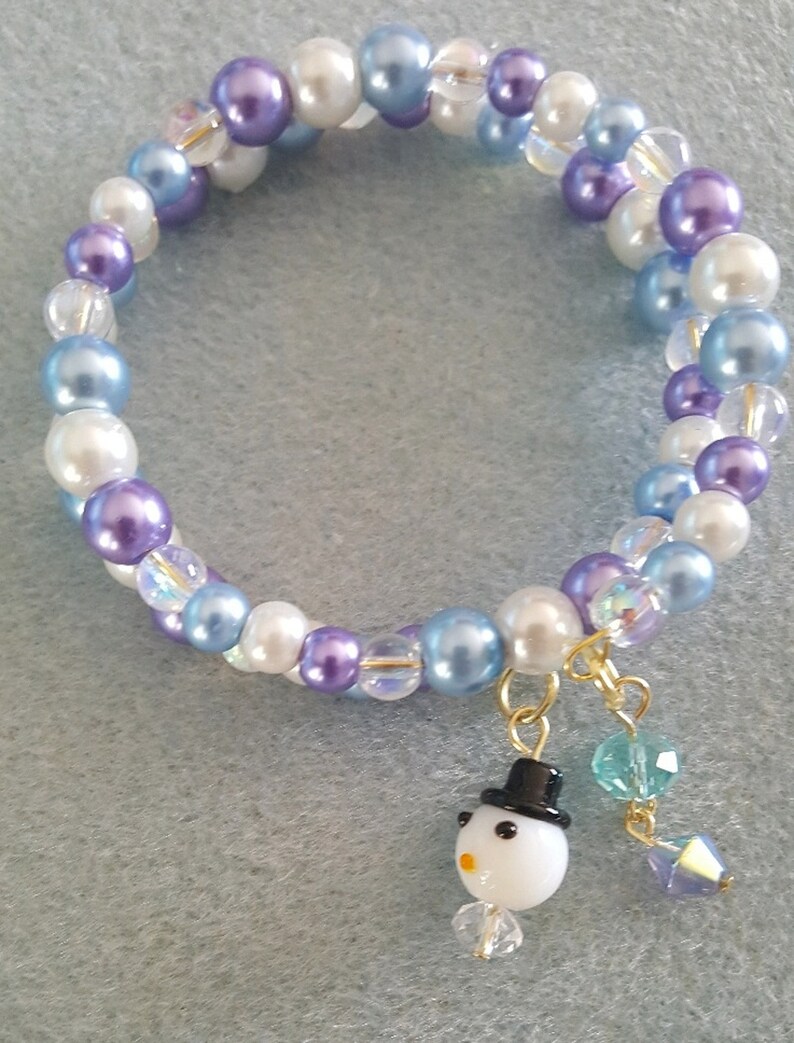 Snowman Memory Wire Charm Bracelet