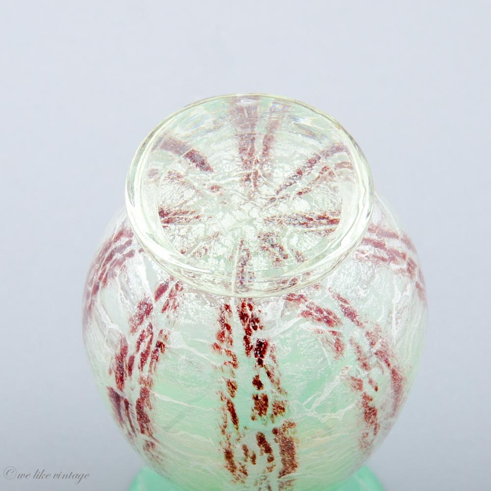 Art Deco Vase WMF Made in Germany Crackle Glass Vase Green Etsy