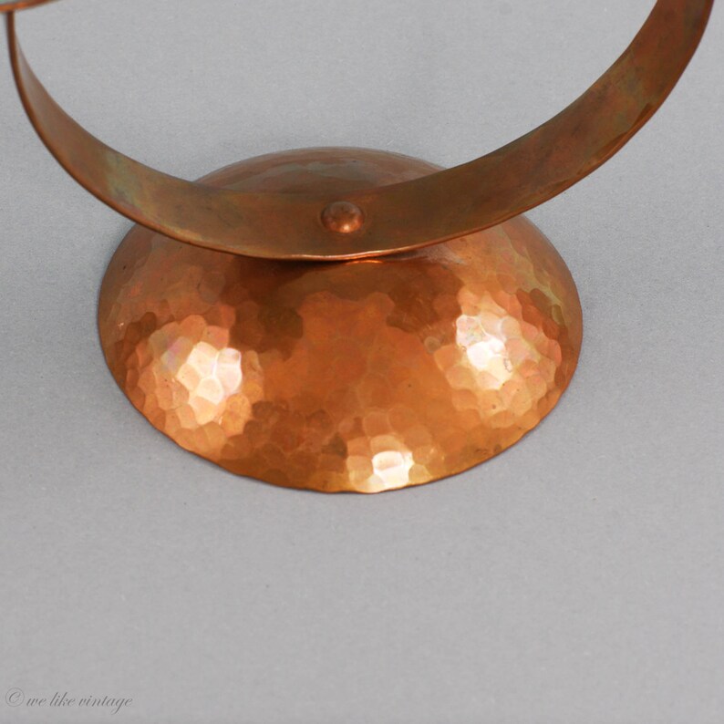 Mid Century Copper Candle Holder Centerpiece Hammered Copper Etsy