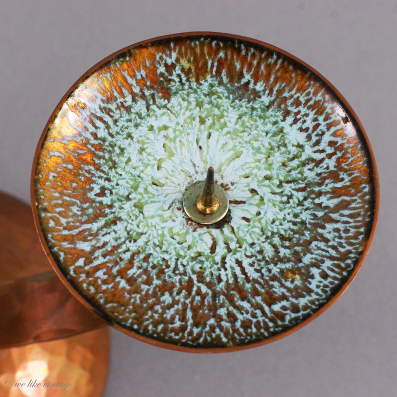 Mid Century Copper Candle Holder Centerpiece Hammered Copper Etsy