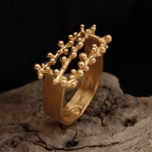 Dotted Gold Ring, Minimal Branch Ring, Inspired by nature jewelry, Handmade Ring Size 7 US, Silver 925 Gold Plated Jewelry, Rings for mom