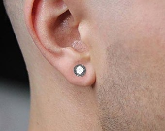 Oxidized Sterling Silver Stud Earrings: Geometric Unisex Design