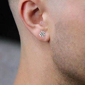Silver Stud Earrings for Men and Woman. Contemporary Geometric Unisex Earrings Gift for Him Etsy UK